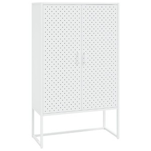 vidaXL Storage Cabinet Sideboard Cabinet for Entryway Bedroom Office Steel - White - 1 of 4