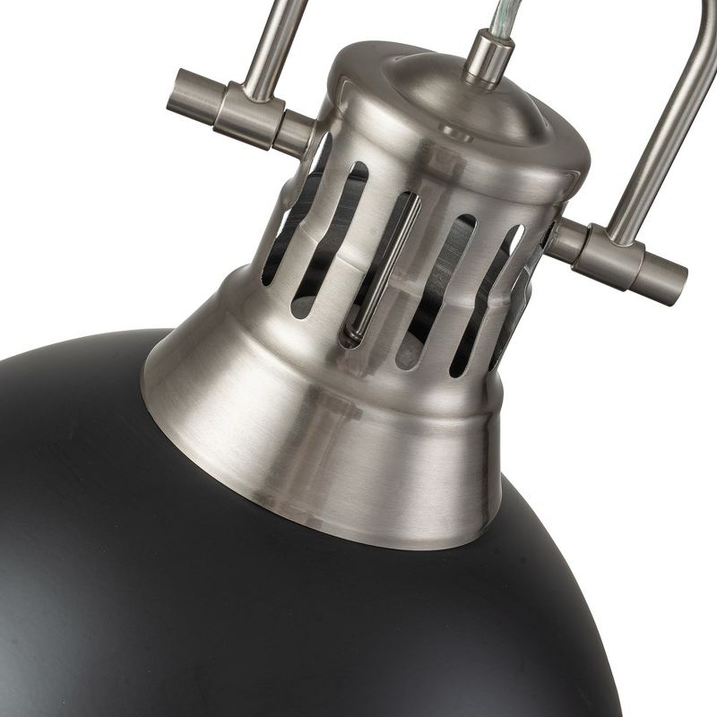 C Cattleya 1-Light Satin Nickel and Black Shaded Pendant Light with Frosted Glass Shade, 3 of 8