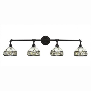 Toltec Lighting Vintage 4 - Light Vanity in  Dark Granite with 7" Royal Merlot Art Glass Shade - 1 of 1