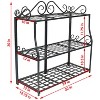Sunnydaze Indoor/Outdoor Iron Metal 3-Tiered Potted Flower Plant Stand with Scrolled Back Design - 30" - Black - 3 of 4