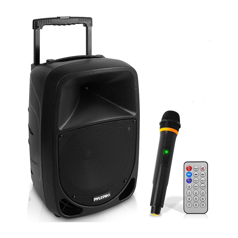Pyle PSBT105A 1000W 10 Inch Bluetooth Portable Stereo Karaoke Speaker with UHF Wireless Microphone and Built In Rechargeable Battery, 1 of 6