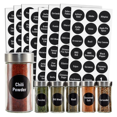 396 Printed Spice Jars Labels and Pantry Stickers Include a Numbered Reference Sheet Waterproof & Tear-Resistant Chalkboard Round Spices Label 1.5 & Pantry Sticker 3” X 1.5” With Write-On Labels 
