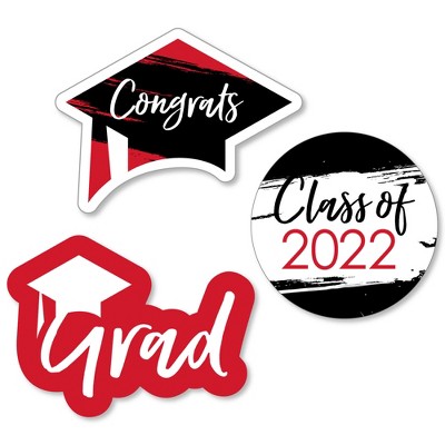 Big Dot of Happiness Red Grad - Best is Yet to Come - DIY Shaped Red 2022 Graduation Party Cut-Outs - 24 Count