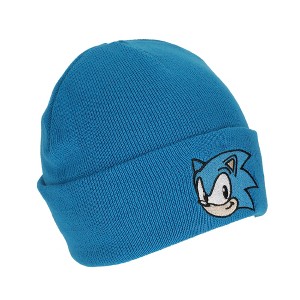 Sonic The Hedgehog  Chucky Text Embroidery Acrylic Knit Standard Cuff Beanie - 1 of 4