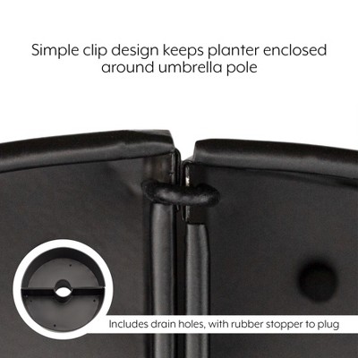 Black Enamel Steel Half-Circle Umbrella Planter Set