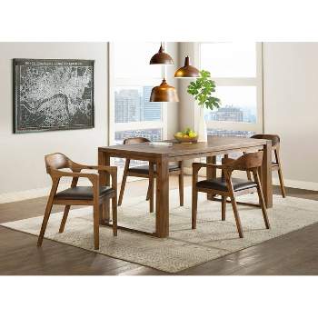 5pc Rasmus Extendable Dining Table Set with Armchairs Chestnut - Boraam