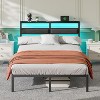Full Size Bed Frame with Headboard, Bed Frame with LED Light and Charging Station Black Metal Platform Bedframe and Storage Shelf No Box Spring Needed - 2 of 4