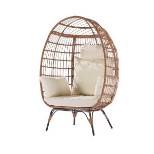 Wicker Egg Chair, Indoor Outdoor Lounger, With 5 Cushions, Egg Chair, Garden Rattan Egg Chair, For Patio, Backyard, Living Room, Bedrooms, Garden - 1 of 4