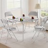 Folding Table, 37.7-inch Portable Square Folding Card Table, Beige Metal Folding Table with PU Soft Cushion, Suitable for Living Room, Office - 2 of 4