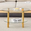 NicBex Contemporary Minimalist Double-Layer Tempered Glass Coffee Table with Storage,Round Center Table for Living Room - 3 of 4