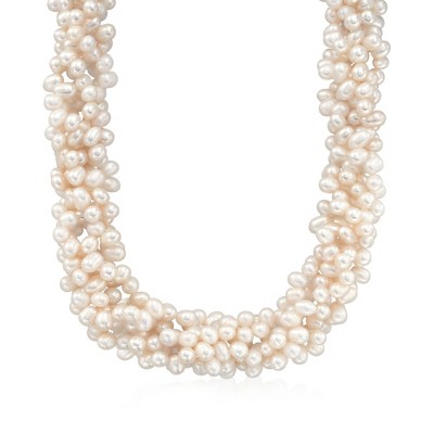 Ross-Simons 5-6mm Cultured Pearl Torsade Necklace With Sterling Silver Size 18