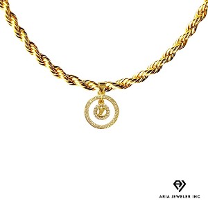 Aria Jeweler Inc Chain with Designer Diamond Circle Pendant - 1 of 4