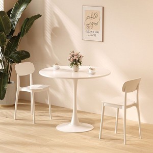 Modern Round Dining Table, ?31.5inKitchen Dining Room Furniture, Coffee Table, Leisure Table, Living Room Table, Oval Dining Table, WHTIE - 1 of 1