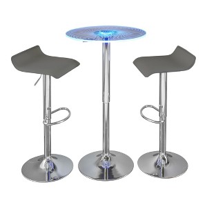 3-Piece Bar Height Dining Set with Adjustable Table and 2 Upholstered Stools - 1 of 4