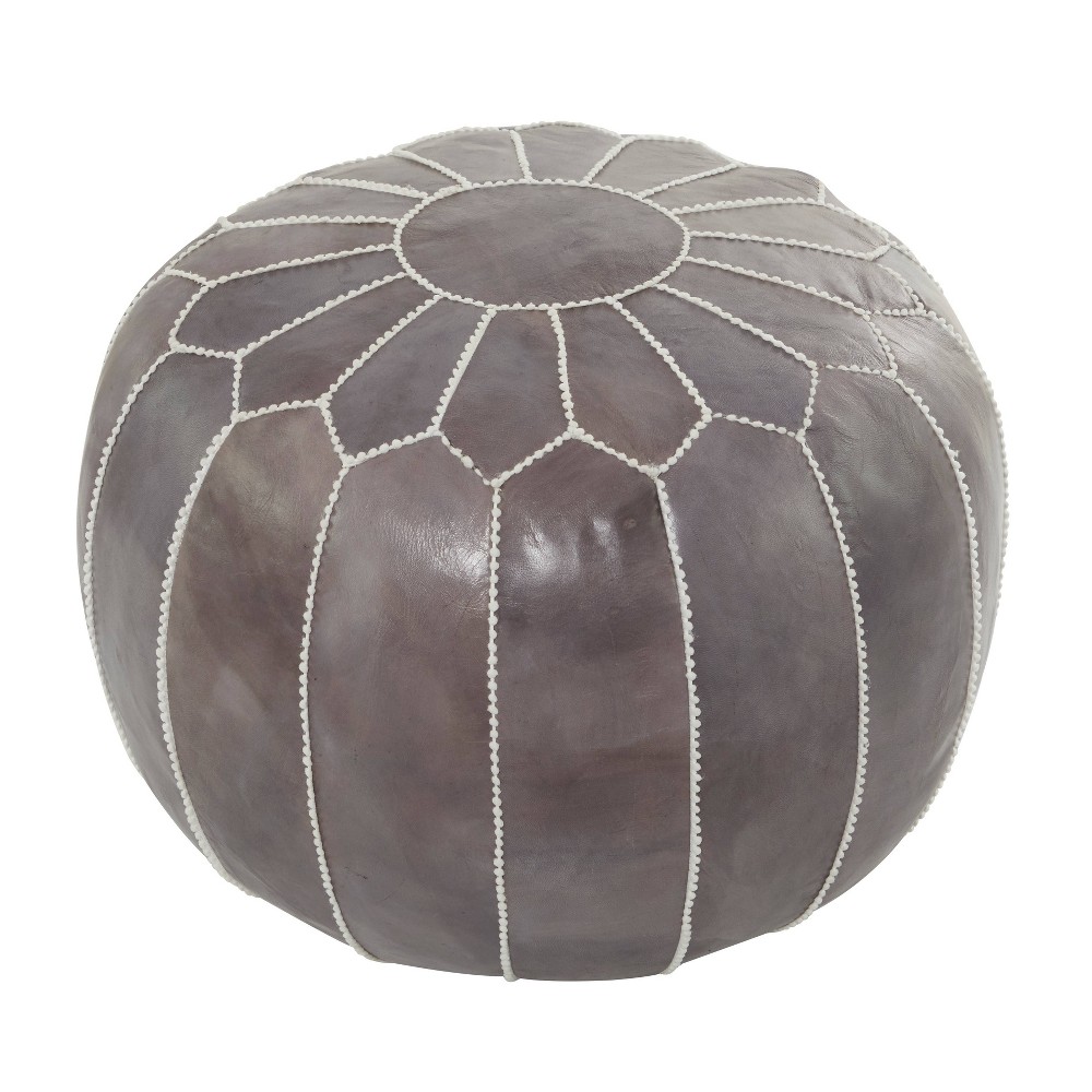 Photos - Pouffe / Bench Bohemian Moroccans Leather Pouf Gray - Olivia & May