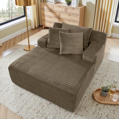TiramisuBest Single Velvet Lounge Chair, No-Assembly Fluffy Modern Design for Indoor Living Room & Bedroom - Brown