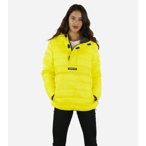 Members Only Women's Popover Puffer Oversized Jacket - Yellow - X-large ...