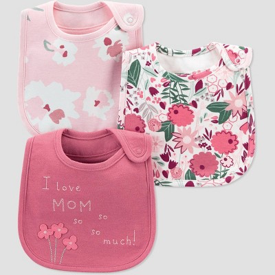 Baby Girls' 3pk Floral Bib - Just One You® made by carter's Pink