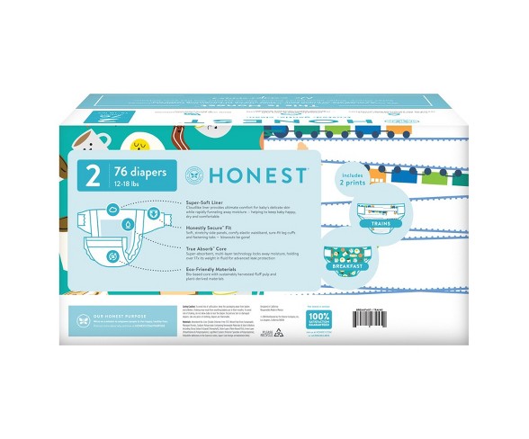 Honest Company Disposable Diapers Trains & Breakfast - Size 2 (76ct)