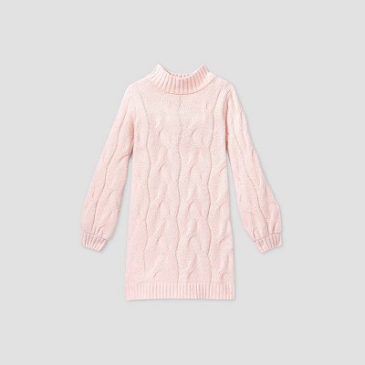 girls pink sweater dress