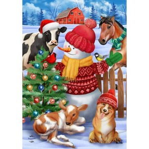 Briarwood Lane Christmas Garden Flag 12x18 For Outdoor Barnyard Snowman For Christmas Garden Flag Flags For Outside - 1 of 4