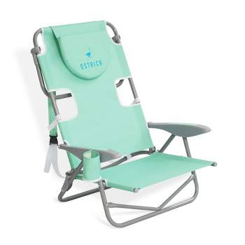 Ostrich On-Your-Back Lightweight Beach Reclining Lounge Lawn Chair w/Backpack Straps, Outdoor Furniture for Pool, Camping, Patio, or Backyard, Teal