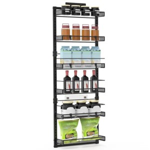 Racxily Over The Door Pantry Organizer 6-Tier Pantry Door Organizer Carbon Steel 110LBS Loading Easy Install Behind Door Storage - 1 of 4