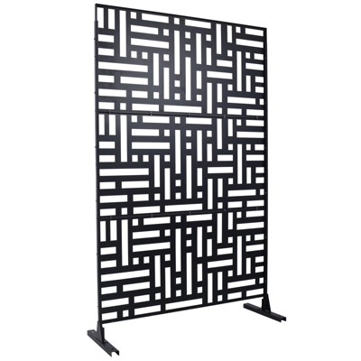 DSVIMOY Outdoor & Indoor Privacy Screen, Freestanding Decorative Privacy Screen for Deck Balcony Patio, Black, 48"*76"*16"