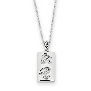 Black Bow Jewelry Rhodium Plated Sterling Silver Two Girlfriends Necklace, 18 Inch - 1 of 4