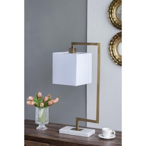 Metal Table Lamp Comes with Various Base Styles and a Hemp Lampshade for Modern Bedside Tables Desks Living Rooms - 1 of 4