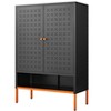 Vynxaria Black Double Door Shoe Cabinet with Adjustable Storage - 2 of 4
