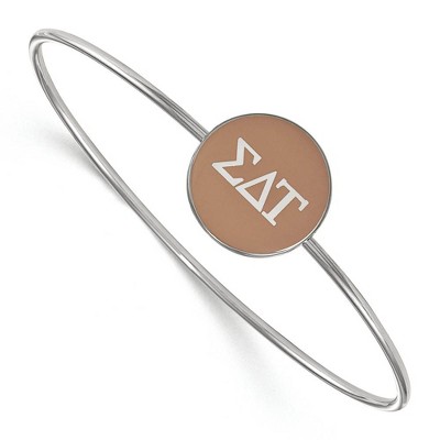 Black Bow Jewelry Sterling Silver Sigma Delta Tau Greek Life Bangle Bracelet 6 Inch