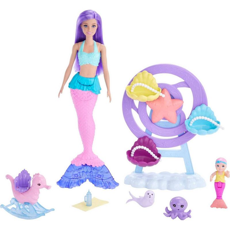 Barbie Mermaid Doll Nurturing Playset with Merbaby Octopus and Seal, 5 of 7