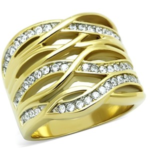 Slickblue Women's Gold-Finish Stainless Steel Band Ring with Clear CZ Stones, size 5–10 - 1 of 4