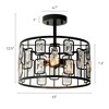 LNC Dew 3-Lights 13-in Matte Black Crystal Drum LED Semi-flush Mount Lightsing - 3 of 4
