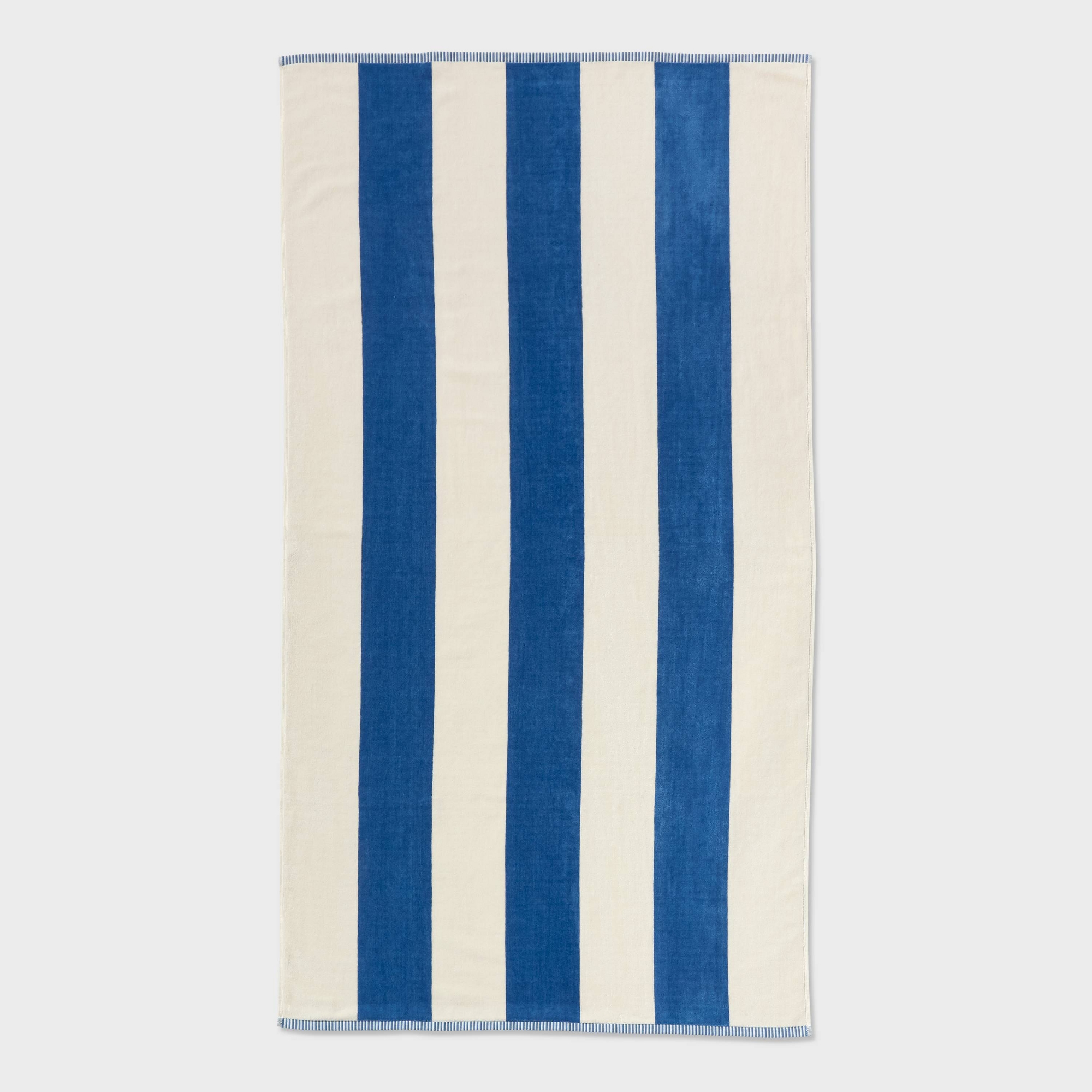 40"x72" Vertical Wide Cabana Striped Oversized Beach Towel Blue - Threshold™