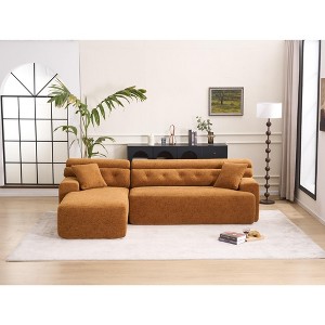 Tiramisubest 98" Sectional Sofas Convertible Chaise Chenille Chesterfield Inspired High Density Compression Cozy Lounger for Living Room - 1 of 4
