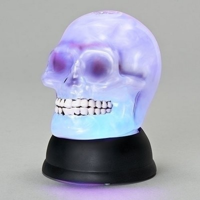 Roman 6" LED Pearl Swirl Skull Battery Operated Halloween Figurine