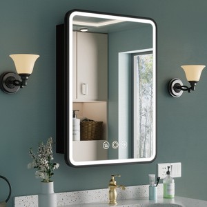 Medicine Cabinet with LED Mirror,Surface or Recessed Mount,Defogger,Memory Function,3-Color Lighting,USB&Outlet,Dimmer,Storage Shelf - 1 of 4
