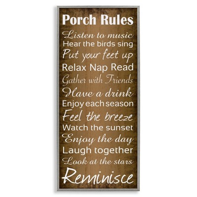 Stupell Industries Porch Rules Country Rustic, 13" x 30"