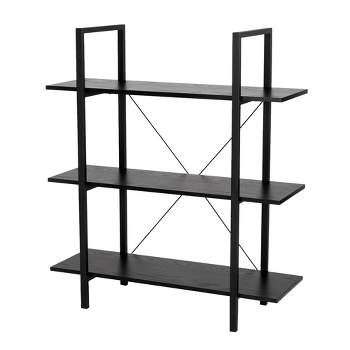 Modern Industry Metal/Wooden 3 Tier Bookcase with Shelves - Glitzhome
