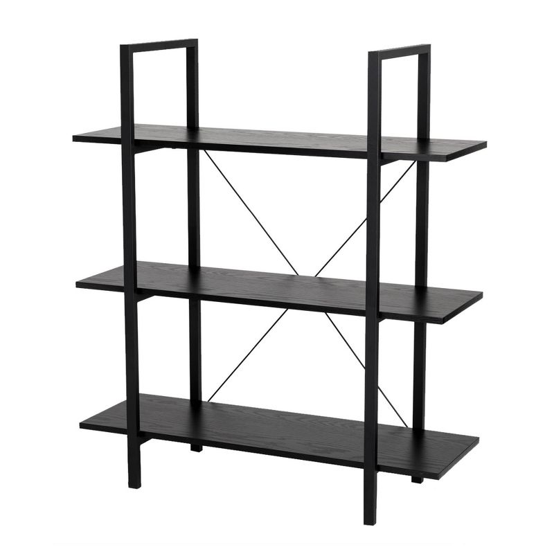 Modern Industry Metal/Wooden 3 Tier Bookcase with Shelves - Glitzhome, 1 of 9
