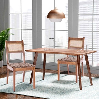 VYNXARIA Rattan Leather Woven Strips Kitchen Dining chair,Living Room Side Chairs 18 Inch£¬set of 2