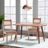 Gulches Rattan Leather Woven Strips Dining Chairs Set of 2 18 Inch K/D - Faux Leather Double Stitching Solid Wood Frame 250LBS for Kitchen Living Room - 2 of 4