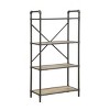 Industrial Bookshelf with Rustic Wood Shelves Metal Frame Open Back 49in Tall for Office or Living Room-3irtyhousy - 2 of 4
