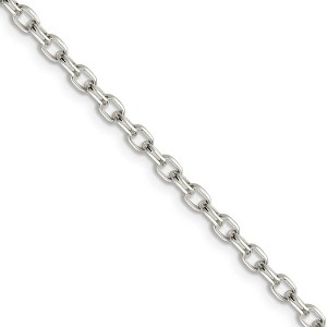 Black Bow Jewelry 3.2mm Sterling Silver Solid Oval Rolo Chain Necklace - 1 of 4