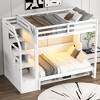 TIRAMISUBEST Full XL Size Loft Bed with Storage Staircase and Full Size Murphy Bed, Wood Bunk Bed With LED Light and Storage Staircase - 4 of 4