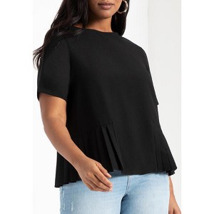 ELOQUII Women's Plus Size Pleated Hem Top - 1 of 4