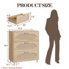 Kids Bedroom 3 Drawer Dresser for Bedroom, 31.5 Wide Rattan Modern Closet Dressers Chest of Drawers, Wood Oak Storage Chest - 3 of 4