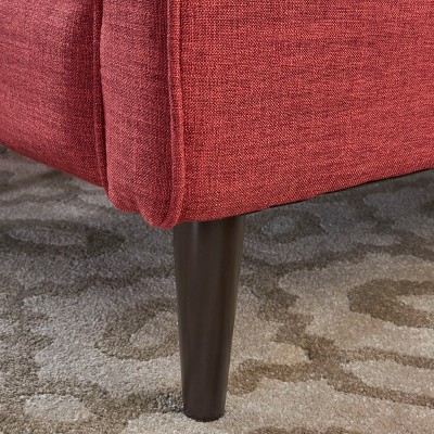 Set of 2 Red Tufted Mid-Century Modern Recliners with Birch Legs